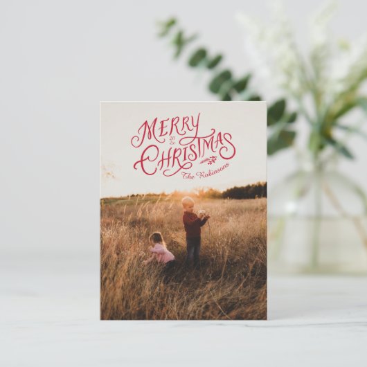 Nostalgie festive Joyeux Noël Photo Carte postale (Debout devant)