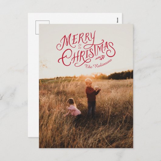 Nostalgie festive Joyeux Noël Photo Carte postale (Devant / Derrière)