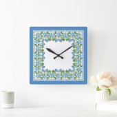 Nostalgique Bleu Matin Gloire Carré Horloge murale (Maison)