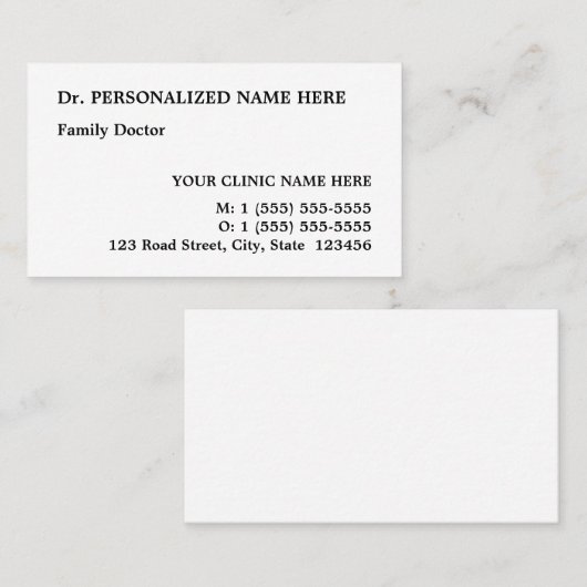 Nostalgique, Carte de visite classique (Devant / Derrière)