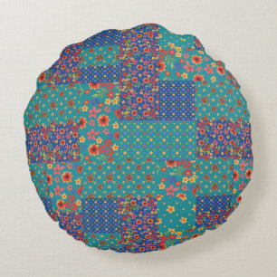 Nostalgique Faux Patchwork Motif Coussin rond