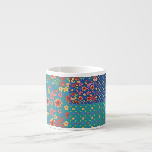Nostalgique Motif Faux Patchwork Espresso Mug (Devant)