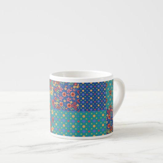 Nostalgique Motif Faux Patchwork Espresso Mug (Devant droit)