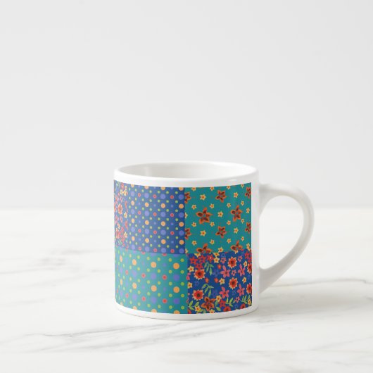 Nostalgique Motif Faux Patchwork Espresso Mug (Droite)