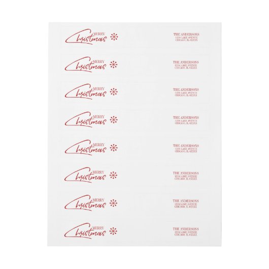 Nostalgique Noël Script Étiquette de adresse de va (Feuille)