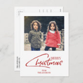 Nostalgique Noël Script Holiday Photo Carte postal (Devant / Derrière)