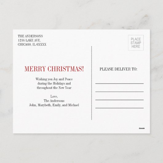 Nostalgique Noël Script Holiday Photo Carte postal (Dos)