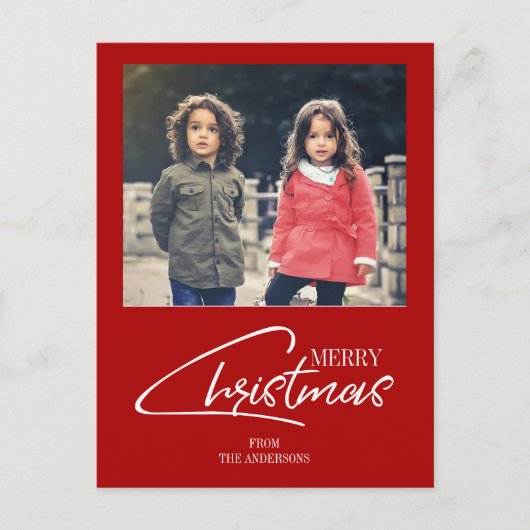 Nostalgique Noël Script Holiday Photo Carte postal (Devant)