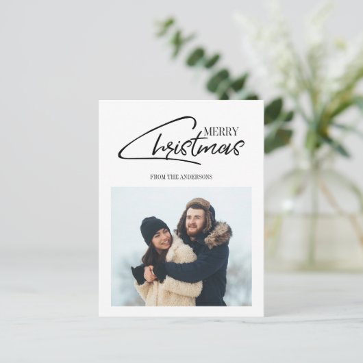 Nostalgique Noël Script Holiday Photo Carte postal (Debout devant)
