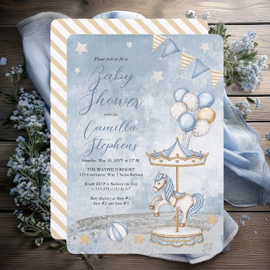 nostalgisch Baby shower met carrouselthema aan de Kaart
