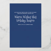 Nostalgisch blauw, wit rendier, bedrijf Logo Folie Feestdagenkaart (Achterkant)