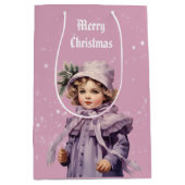 Nostalgisch en paarse perfect meisje Vrolijk Kerst Medium Cadeauzakje (Voorkant)