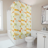 Nostalgisch geometrisch patroon voor middelbare le douchegordijn (In situ)