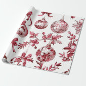 Nostalgisch Kerstmis Rood Cadeaupapier (Uitgerold)
