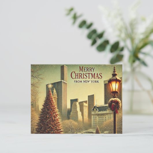 Nostalgisch kerstontwerp uit New York Feestdagenkaart (Staand voorkant)