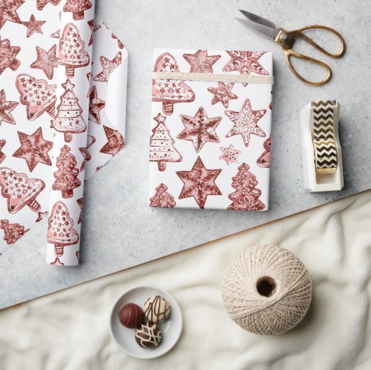 Nostalgisch Kerstrood Cadeaupapier (Crafts)