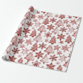 Nostalgisch Kerstrood Cadeaupapier (Uitgerold)