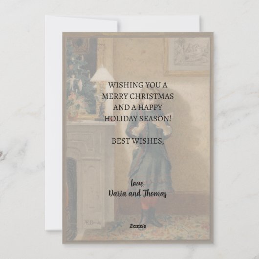 Nostalgisch kind met kerstgroet feestdagenkaart (Achterkant)