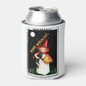 Nostalgisch klein meisje, Jack-o’-lantaarn en kat Blikjeskoeler (Blikje Voorkant)