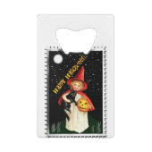 Nostalgisch klein meisje, Jack-o’-lantaarn en kat Kredietkaart Flessenopener (Achterkant)