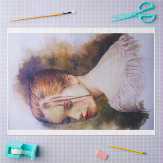 Nostalgisch meisje in roze tissuepapier (Craft)