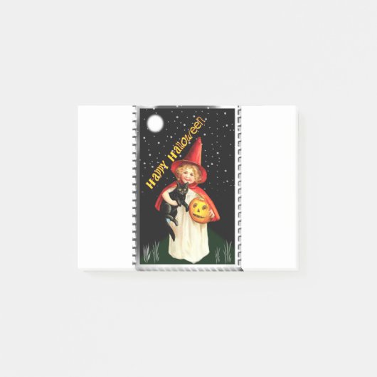 Nostalgisch Meisje, Jack-o'-lantern en Kat Post-it® Notes (Voorkant)