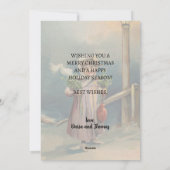 Nostalgisch  meisje van Lantern Scene Feestdagenkaart (Achterkant)