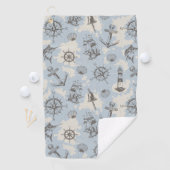 Nostalgisch nautisch blauw patroon golfhanddoek (Insitu)