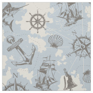 Nostalgisch nautisch blauw patroon stof