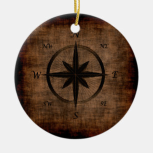Nostalgisch oud Compass Roos-ontwerp Keramisch Ornament