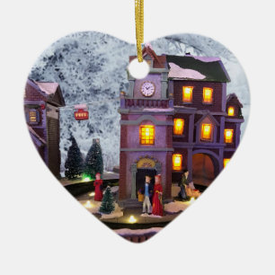 Nostalgisch ouderwets dorp keramisch ornament