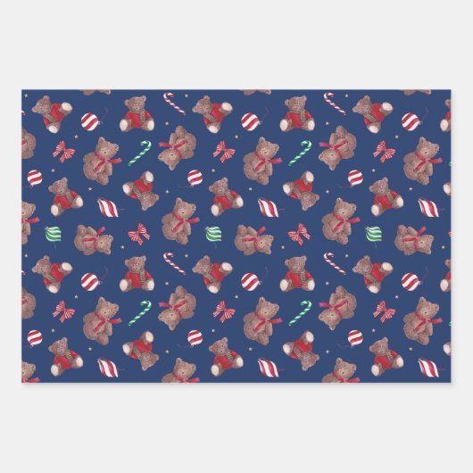 Nostalgisch Rocking Horse en Teddy Bear Inpakpapier Vel (Voorkant 3)