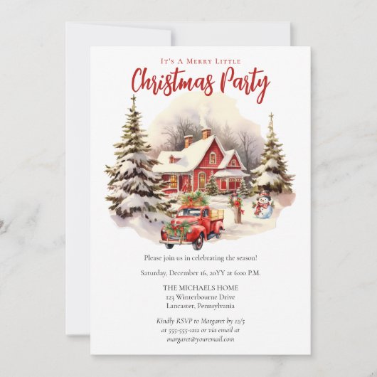 Nostalgisch rood vrachtwagen kerstfeest kaart (Voorkant)