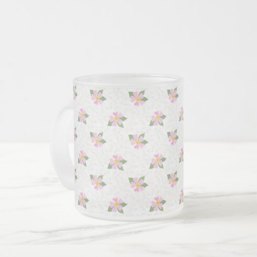 Nostalgisch Roos Patroon op getextureerd wit Matglas Koffiemok (Voorkant links)