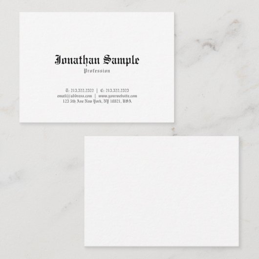 Nostalgisch Stijlvol Classic Old English Font Plai Visitekaartje (Voorkant / Achterkant)