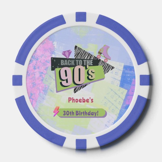 Nostalgisch Terug naar de jaren 90 Retro Verjaarda Poker Chips (Voorkant)