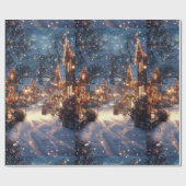 Nostalgisch Victoriaans Kerstdorp Inpakpapier (Vlak)