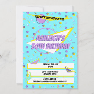 Nostalgische 90s Pattern Throwback Birthday Party Kaart