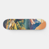 Nostalgische anime-stijl bergscène skateboard (Horizontaal)