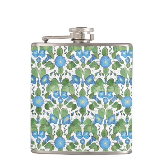 Nostalgische blauw-morning Glory Hip Flask Heupfles (Voorkant)