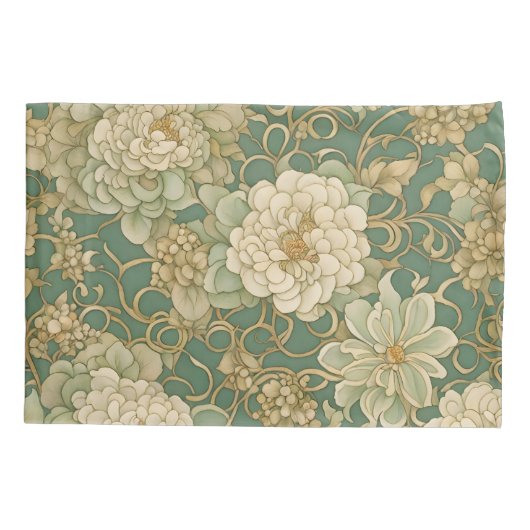 Nostalgische bloemen in tinten kussensloop (Achterkant)