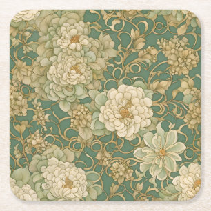 Nostalgische bloemen in tinten vierkante kartonnen onderzetter