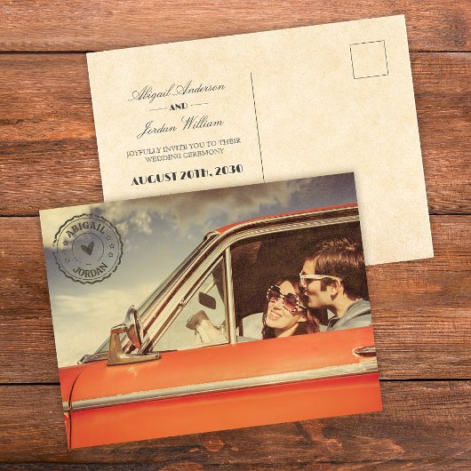 nostalgische bruiloft uitnodiging briefkaart