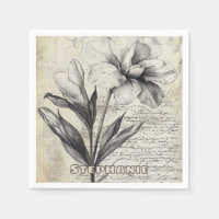 Nostalgische Bruine Bloem Schets Antieke Papier