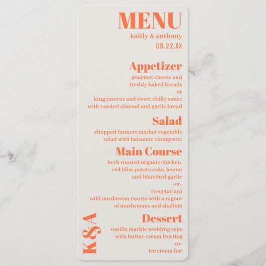 Nostalgische charme retro bruiloft menu (Voorkant)