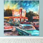 Nostalgische Era Drive-in Canvas Digitale Kunst Pr (Insitu (Houten vloer))