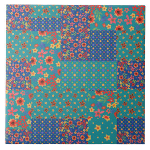 Nostalgische Faux Patchwork Patroon Ceramic Tile Tegeltje