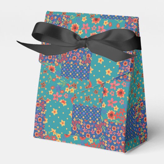 Nostalgische Faux Patchwork Tent Favor Box Bedankdoosjes (Voorkant Zijde)