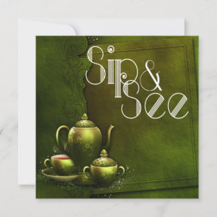 Nostalgische Forest Tea Time Sip and See Baby show Kaart