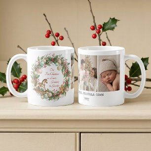 Nostalgische grootouders baby eerste kerst foto koffiemok